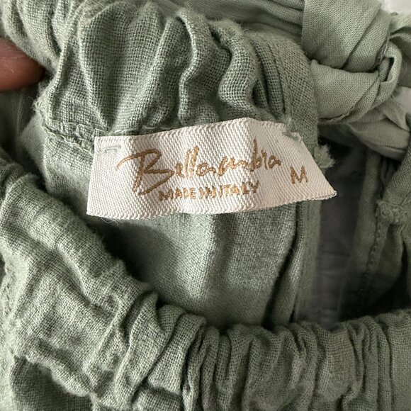 Bellambia Womens Green Halter Neck Tiered Linen Cotton Dress M Made In Italy - Picture 3 of 9